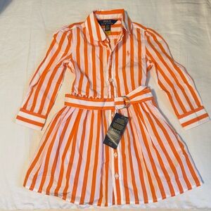 Polo by Ralph Lauren Orange Striped Kids Dress